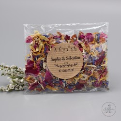 Sachet de confettis de fleurs, étiquette kraft